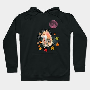 Red Moon light fox design Hoodie